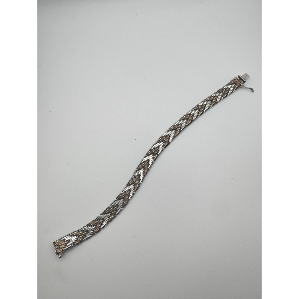 Vintage Milor Bracelet Italy Sterling Silver Riccio Chevron Link 925